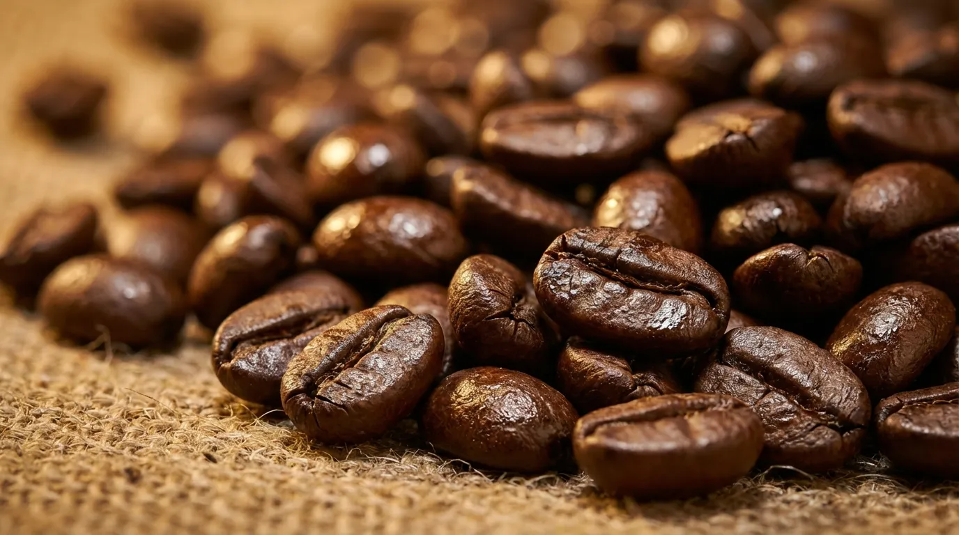 Świeże ziarna z olejkami na powierzchni